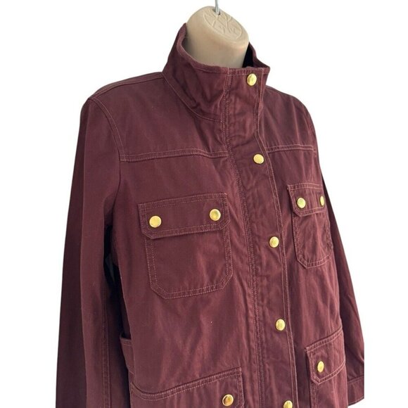 J Crew Factory Woman's Sz M Downtown Field Jacket in Burgundy - Picture 4 of 12